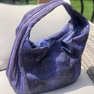 Genuine python shoulder bag in purple